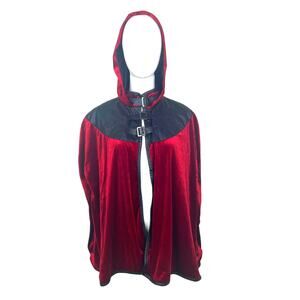 Womens Cape Sz M Velvet Red Riding Hood Goth Renaissance Costume Cosplay Gothic